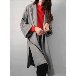 LBLC Cari Oversized Open Front Roll Sleeve Duster Long Coat Women's Size S Grey